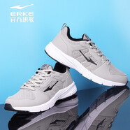 鴻星爾克（ERKE）輕便運(yùn)動(dòng)鞋男鞋夏季新款網(wǎng)面透氣跑步鞋學(xué)生慢跑鞋紅星休閑旅游鞋  水泥灰/正黑 44