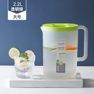 茶花（CHAHUA） 冷水壺塑料家用涼水壺果汁壺大容量杯子耐熱耐高溫涼水杯茶壺 綠色【帶刻度】 2200ml
