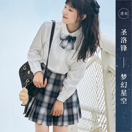 圣洛鋒 原創(chuàng)JK制服少女銀線格裙女學生百褶裙半身裙學院風