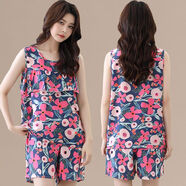 暢印防凸背心荷葉邊短褲棉綢套裝寬松大碼人造棉年輕睡衣兩件套家居服 防凸背心短褲【898】-6號色 3XL 建議120-140斤