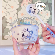 佩爾森（CERAMICS）可愛(ài)飯碗帶勺家用小萌寵輔食碗吃飯碗宿舍甜品碗情侶款一對(duì)2碗2勺 1碗+1勺快樂(lè)狗