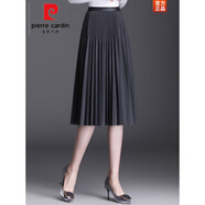 皮爾卡丹（pierre cardin）百褶裙半身裙女秋冬季2025新款高腰a字裙中長款垂感顯瘦大擺裙春 灰色秋冬款 均碼 松緊腰85-150斤