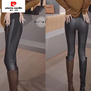 皮爾卡丹（pierre cardin）年年磨毛加絨顯瘦內(nèi)搭外穿鯊魚褲2024秋冬款高腰提臀修身皮褲 黑色皮褲 加絨 M 80-95斤