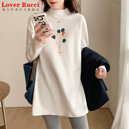 LOVER RUCCI黑色加絨半高領(lǐng)中長款t衛(wèi)衣遮屁股打底衣內(nèi)搭長款遮臀t恤女小中領(lǐng) 白色(常規(guī))氣球 L 110-130斤