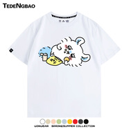 特登堡（TEDENGBAO）Chiikawa吉伊咔哇飛鼠莫莫咖卡通可愛(ài)情侶短袖夏季男潮純棉T恤衫 白色5 M