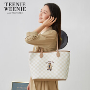 Teenie Weenie單肩大容量托特包女學(xué)院風(fēng)TW小熊棋盤格通勤包包 2025年禮物女包 焦糖杏/單包0180SS02BG01-WZB