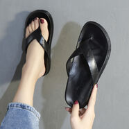 淑離人字拖女夏季外穿拖鞋女涼鞋韓版潮流防滑沙灘鞋夾腳涼拖鞋夏女士 08黑色 36 偏小一碼