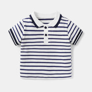 贏一貝嬰兒衣服POLO衫短袖T恤0-3歲男童夏裝寶寶女小童上衣兒童幼兒外出 條紋 73cm