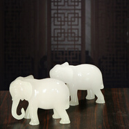 上善好大象擺件一對(duì)吸水大象創(chuàng)意小象工藝禮品客廳辦公室桌面家居裝飾品 吸水+勾鼻【白玉色】小號(hào)一對(duì)