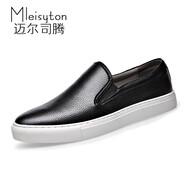 邁爾司騰（Mleisyton）英倫男士休閑鞋懶人鞋韓版潮流百搭一腳蹬男鞋樂福鞋夏季板鞋 黑色 40