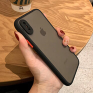 墨迪（Muedy）適用于蘋(píng)果XR手機殼iPhoneXS Max保護套簡(jiǎn)約鏡頭全包防摔硅膠磨砂軟殼 經(jīng)典黑+鋼化膜 蘋(píng)果X/XS