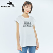 哥弟（GIRDEAR）女裝簡約圓領短袖字母T恤女1300484 白 M (3碼)