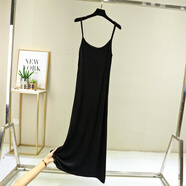 莫代爾吊帶裙連衣裙女夏純色內搭無(wú)袖寬松背心裙休閑打底吊帶裙 長(cháng)款黑色 L(建議115-140斤)
