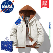 NASA LEAP官方男装羊羔绒棉衣男士外套灯芯绒冬季双面穿棉服加绒加厚棉袄男 NA22米白 3XL