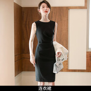 J-ME高端西裝外套女連衣裙2025春職業(yè)套裝氣質(zhì)五分袖西服正裝女工作服 連衣裙【黑色】 XL 115-125斤