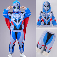 ULTRAMAN奧特曼衣服賽羅加絨加厚保暖套裝男童秋冬款蜘蛛俠萬(wàn)圣節兒童棉服 【澤塔】加絨套裝+雙面披風(fēng) 120 cm