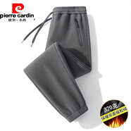 皮爾卡丹（pierre cardin）秋季新款抓絨褲男士休閑褲雙面搖粒絨束腳寬松加厚冬季運動長褲新 深灰束腳款 常規(guī) 4XL