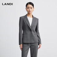 藍(lán)地（LANDI）【總監(jiān)衣櫥】深灰細(xì)格紋收腰西裝外套女年秋冬新款西服 深灰色 L