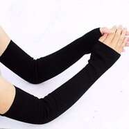 瞳羽眸羊絨手臂套袖女秋冬針織手套羊毛線長(zhǎng)款袖套毛衣假袖子護(hù)胳膊保暖 黑色 50厘米無(wú)指洞