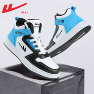 回力（Warrior）男鞋高幫鞋子男士休閑鞋男冬季百搭板鞋學(xué)生跑步滑板運動(dòng)鞋藍黑44