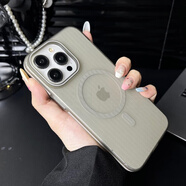 適用iPhone15promax手機(jī)殼瓦楞二代磁吸蘋(píng)果14磨砂防滑保護(hù)殼套防 灰色 iPhone 15