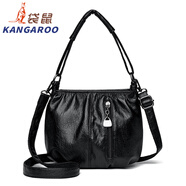 袋鼠（KANGAROO）小包女2025七夕歐美潮中年媽媽春秋時(shí)尚手提單肩斜挎包軟皮 黑色 22*14*16cm