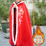 聞鶯燕春季改良漢服成人國風(fēng)緞面上衣一片式織金妝花緞面全套馬面裙玉貓 9308紅龍斗篷（均碼） M