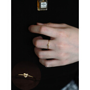 貝柚簡(jiǎn)生活9K黃金日韓簡(jiǎn)約立體可愛(ài)愛(ài)心桃心光板戒指 淺黃色 港碼10號