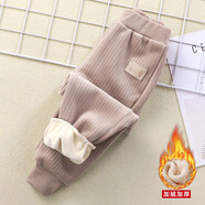 金布?。↗INBUDING）女童秋冬季褲子兒童運(yùn)動褲適合2-8歲小女孩穿的冬裝新加絨褲子中 加絨加厚棕色 130 cm