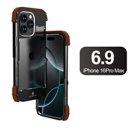 羋熊 蘋(píng)果16手機殼iPhone12Pro Max防摔金屬邊框13pro個(gè)性金絲檀木保護套潮牌男款 蘋(píng)果16ProMax (6.9寸)鐵木1代鋼鐵俠