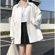 穿搭語(yǔ)錄文藝小清新襯衫女夏季秋新款韓版襯衣學(xué)生百搭長(cháng)袖休閑寬松 白色 L