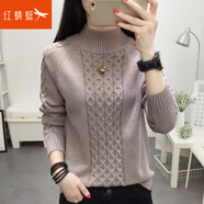 紅蜻蜓 針織衫女秋冬新款半高領(lǐng)長(cháng)袖毛衣女打底上衣衫女裝線(xiàn)衣女士 卡駝色不加絨 均碼 （適合80-130斤）