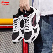 李寧男鞋跑步鞋運動(dòng)鞋透氣跑鞋黑色鞋子男休閑輕便減震回彈運動(dòng)鞋 標準黑/標準白-043  39