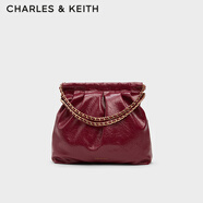 CHARLES&KEITH子母鏈條大容量流浪包托特包單肩斜挎包女包生日禮CK2-40671449 Burgundy葡萄酒紅色 L