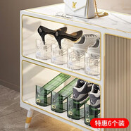 家の物語(yǔ)（KATEI STORY）日本雙層鞋托架鞋子收納神器鞋柜整理家用可調節抗壓鞋托收納架 升級款透明白6個(gè)裝【3檔高度】
