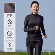 迪卡儂（DECATHLON）速干衣速干長(cháng)袖女春夏季跑步長(cháng)袖瑜伽服寬松訓練健身服運動(dòng)T恤 經(jīng)典黑 M /L