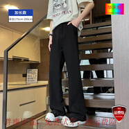 華天牧大碼120加長(cháng)版褲子男高個(gè)子微喇牛仔褲秋冬季加絨加厚直筒長(cháng)褲大 黑色加長(cháng)款 3XL   建議150-175斤   可穿