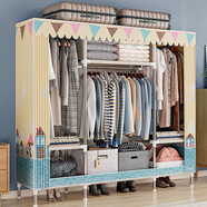 亞思特 布衣柜臥室簡(jiǎn)易衣柜19mm鋼管加粗雙人鋼架衣柜家具收納衣櫥 陽(yáng)光小鎮【長(cháng)145寬45高172cm】