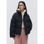 Basic House/百家好小個(gè)子短款羽絨服女冬季時(shí)尚加厚面包服外套 黑色 M