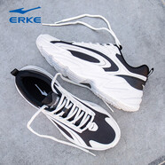 鴻星爾克（ERKE）男鞋運動(dòng)鞋秋季網(wǎng)面透氣跑步鞋子2025新款老爹鞋潮款男士休閑鞋 微晶白/正黑 41