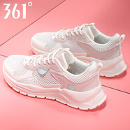 361°女鞋秋季運動(dòng)鞋女網(wǎng)面透氣跑步鞋子女小白鞋2024龍年戶(hù)外休閑鞋 羽毛白/清新粉 36