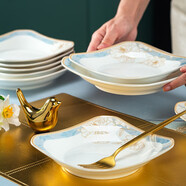 索優(yōu)特景德鎮索優(yōu)特陶瓷餐具創(chuàng  )意方形盤(pán)家用菜盤(pán)水果盤(pán)微波爐 時(shí)光漫步 7.5英寸方盤(pán)10個(gè)