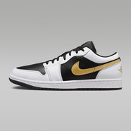 耐克（NIKE）男士運(yùn)動(dòng)板鞋 Air Jordan 1低幫AJ1簡(jiǎn)約經(jīng)典輕量緩沖運(yùn)動(dòng)休閑鞋 白色/黑色/金色553558-172 40