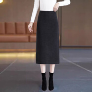 黛姿茹通勤毛呢半身裙女春季2025新款顯瘦包臀直筒裙純色春秋職業(yè)一步裙 灰色毛呢裙/長(zhǎng)72CM XL (29)