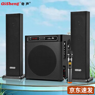 奇聲（QISHENG）D-23音響家用K歌臺式電腦超重低音炮藍(lán)牙音箱桌面擴(kuò)音器 標(biāo)配+1支無線話筒