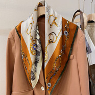 達芬奇密碼真絲絲巾女士桑蠶絲紅色圍巾披肩送媽媽馬年新年本命年禮物 鏈條佩環(huán)