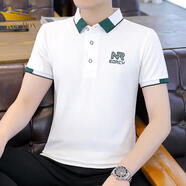 金盾（KIN DON）短袖T恤男翻領(lǐng)上衣24夏季新款韓版青年商務(wù)休閑透氣刺繡保羅衫棉t 白色 4XL