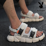 花花公子（PLAYBOY）涼鞋男2025年新款男士夏季外穿ins沙灘鞋老爹休閑涼拖鞋子男鞋靴 PL520068S 米色 43