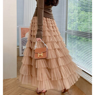 蒂默奇不規則蛋糕裙蓬蓬裙半身裙高端氣質(zhì)網(wǎng)紗層層蛋糕女2024超仙a字高 酒紅色 17層 裙長(cháng)：86厘米