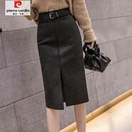 皮爾卡丹（pierre cardin）加厚款毛呢半身裙2025冬季半身裙中長(cháng)款氣質(zhì)顯瘦開(kāi)叉a字一步包裙 深灰開(kāi)叉款 XL 建議115-125斤